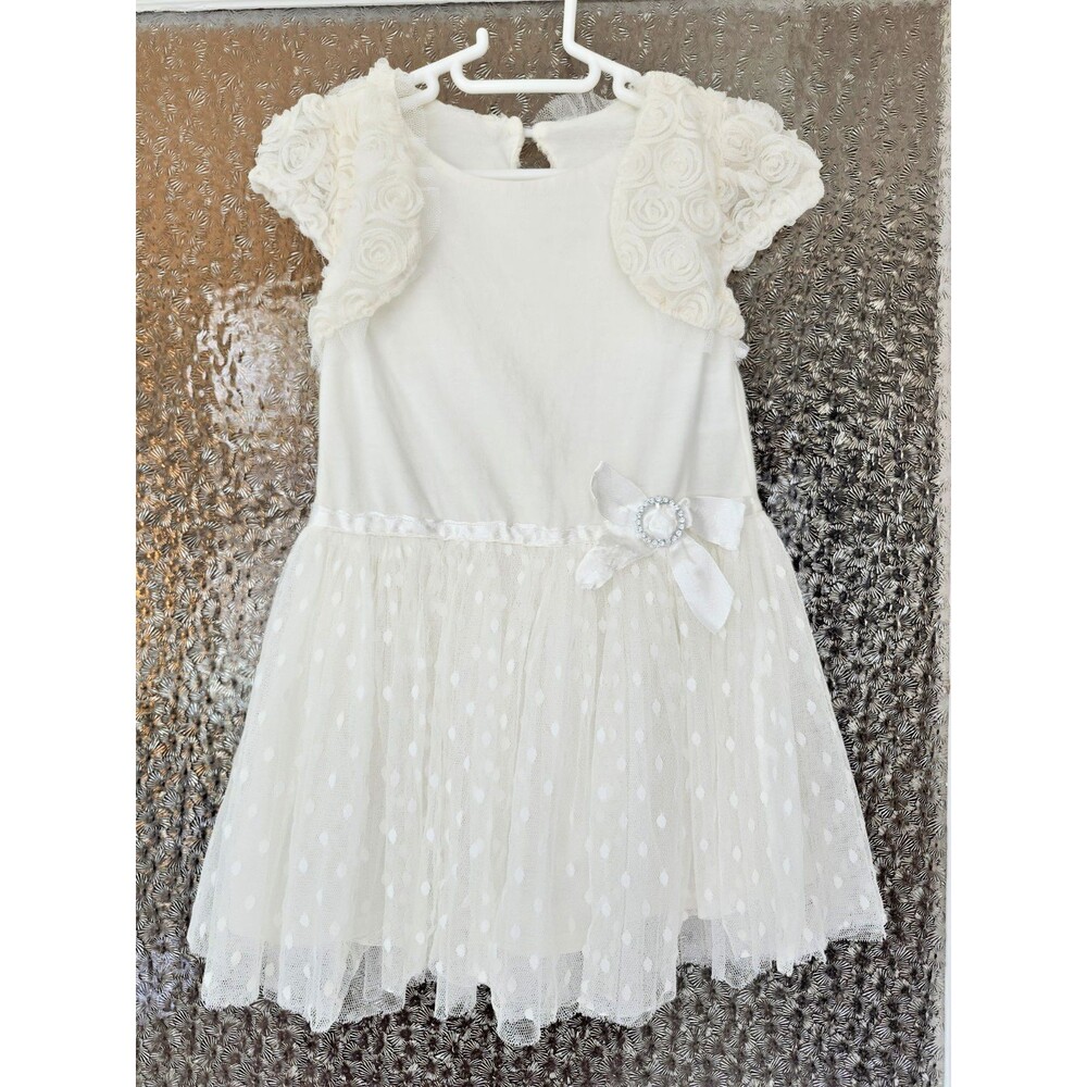 Nannette Baby Girls 24M Lace Dress • Ivory White • Tulle Skirt• Special Occasion